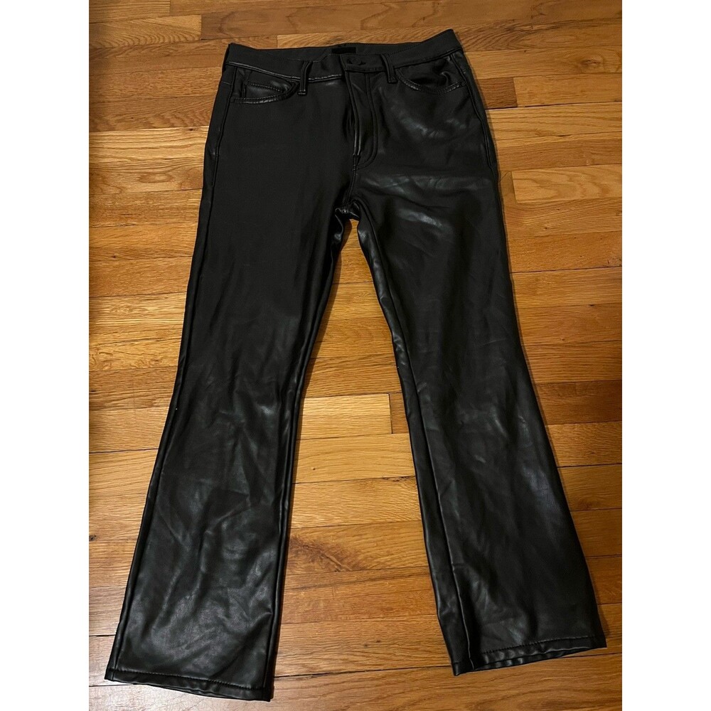 MOTHER Women's Black faux leather Zip 5-Pocket Jeans Regular Size 30